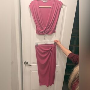 Zara Rose Draped Skirt Set